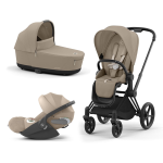 Cybex Platinum Trio Priam 4.0 Cozy Beige Telaio Matt Black con Cloud T Plus
