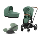 Cybex Platinum Trio Priam 4.0 Leaf Green Telaio Chrome Brown con Cloud T Plus