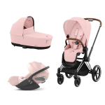 Cybex Platinum Trio Priam 4.0 Peach Pink Telaio Chrome Brown con Cloud T Plus