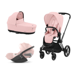 Cybex Platinum Trio Priam 4.0 Peach Pink Telaio Matt Black con Cloud T Plus
