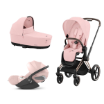 Cybex Platinum Trio Priam 4.0 Peach Pink Telaio RoseGold con Cloud T Plus