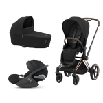 Cybex Platinum Trio Priam 4.0 Sepia Black Telaio RoseGold con Cloud T Plus