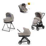 Inglesina Trio Electa 2024 System Quattro Battery Beige con telaio Iridio Black Con Darwin Infant Recline