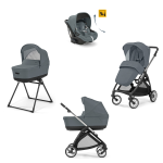Inglesina Trio Electa 2024 System Quattro Union Grey con telaio Silver Black Con Darwin Infant Recline