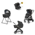 Inglesina Trio Electa 2024 System Quattro Upper Black con telaio Iridio Black Con Darwin Infant Recline