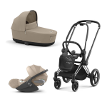 Cybex Trio Priam 4.0 Cozy Beige Telaio Chrome Black con Cloud T Plus