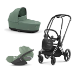 Cybex Trio Priam 4.0 Leaf Green Telaio Chrome Black con Cloud T Plus