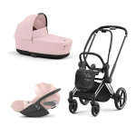 Cybex Trio Priam 4.0 Peach Pink Telaio Chrome Black con Cloud T Plus