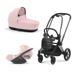 Cybex Trio Priam 4.0 Peach Pink Telaio Matt Black con Cloud T Plus