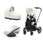 Cybex Platinum Trio Priam 4.0 Off White Telaio Matt Black con Cloud T Plus