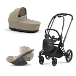 Cybex Trio Priam 4.0 Cozy Beige Telaio Matt Black con Cloud T Plus