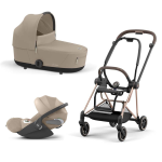 Cybex Trio Mios 3.0 Cozy Beige Telaio RoseGold con Cloud T plus 