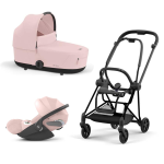 Cybex Trio Mios 3.0 Peach Pink Telaio Matt Black con Cloud T plus 