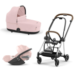 Cybex Trio Mios 3.0 Peach Pink Telaio Chrome Brown con Cloud T plus 
