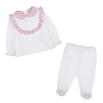 Nanan Tutina 2 pezzi c/rouches e colletto Fiorata Bianco 01 mese
