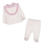 Nanan Tutina 2 pezzi c/rouches e colletto Fiorata Rosa 01 mese