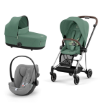 Cybex Platinum Trio Mios 3.0 Leaf Green Telaio Chrome Brown con Cloud G plus 