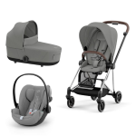 Cybex Platinum Trio Mios 3.0 Mirage Grey Telaio  Chrome Brown con Cloud G plus 