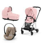 Cybex Platinum Trio Mios 3.0 Peach Pink Telaio Chrome Black con Cloud G plus 