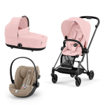 Cybex Platinum Trio Mios 3.0 Peach Pink Telaio Matt Black con Cloud G plus 