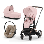 Cybex Platinum Trio e-Priam Peach Pink Telaio Rosegold con Cloud G i-Size Plus