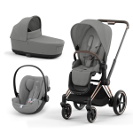 Cybex Platinum Trio e-Priam Mirage Grey Telaio Rosegold con Cloud G i-Size Plus